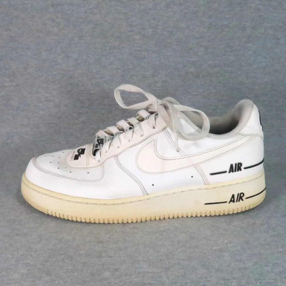 Nike Air Force 1 '07 LV8 Double Air Shoes Mens 10 White Black Low Top CJ1379-100